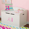 Colorful Chevron Wall Name & Initial Small on Toy Chest