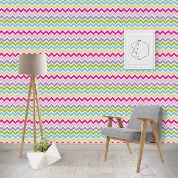 Custom Colorful Chevron Wallpaper & Surface Covering