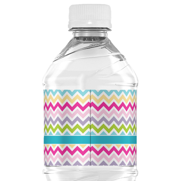 Colorful Chevron Water Bottle Label - Back View