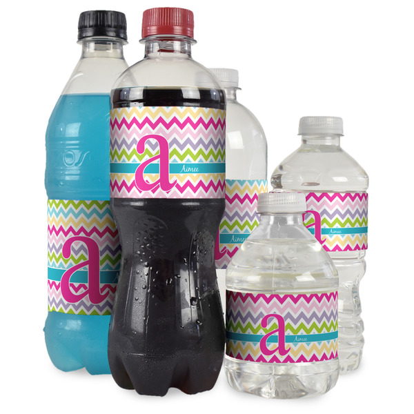 Colorful Chevron Water Bottle Label - Multiple Bottle Sizes