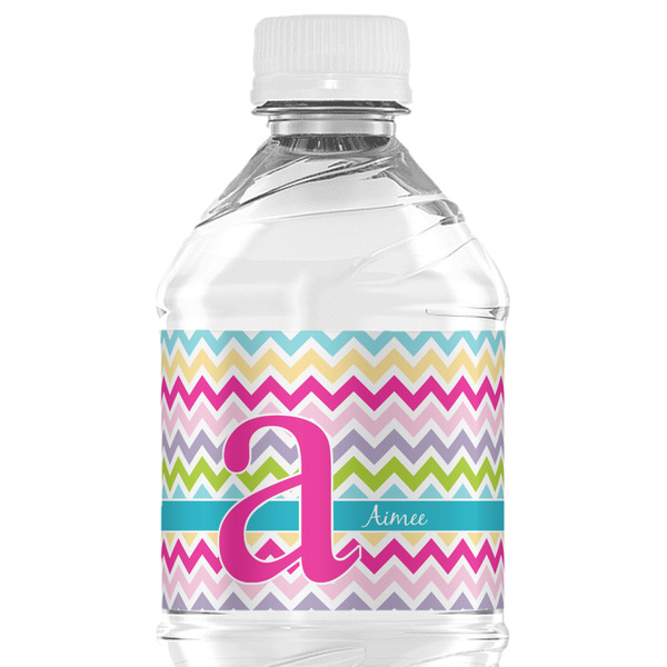Custom Colorful Chevron Water Bottle Labels - Custom Sized (Personalized)