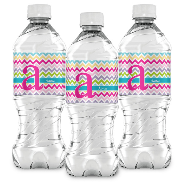 Colorful Chevron Water Bottle Labels - Front View