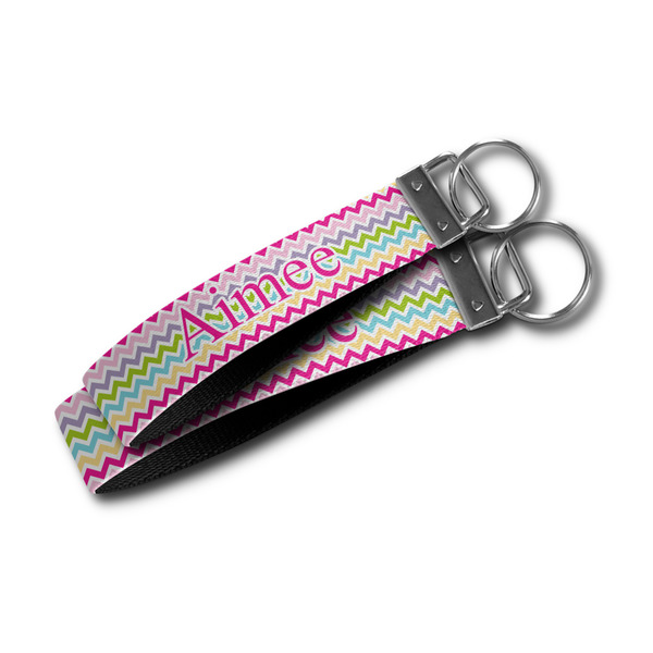 Colorful Chevron Webbing Keychain FOBs - Size Comparison