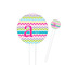Colorful Chevron 4" Round Plastic Food Picks - White - Single Sided (Personalized)
