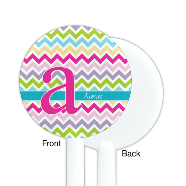 Colorful Chevron White Plastic 5.5" Stir Stick - Single Sided - Round - Front & Back