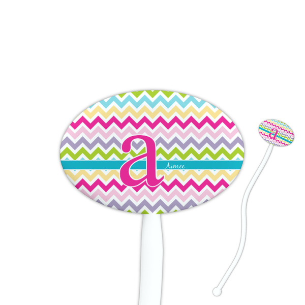 Custom Colorful Chevron Oval Plastic Stir Sticks (Personalized)