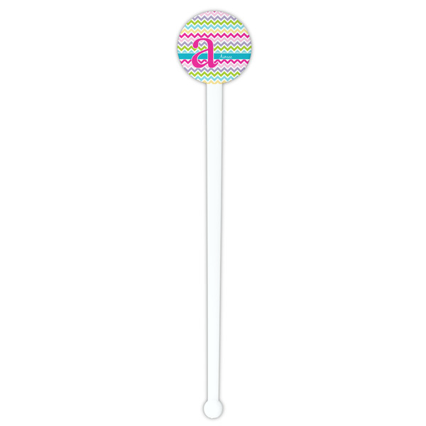 Colorful Chevron White Plastic 7" Stir Stick - Round - Single Stick