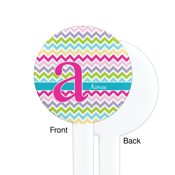 Colorful Chevron White Plastic 7" Stir Stick - Single Sided - Round - Front & Back