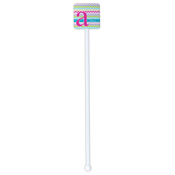 Colorful Chevron White Plastic Stir Stick - Double Sided - Square - Single Stick