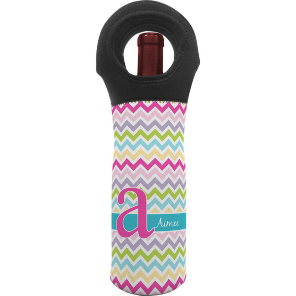 Custom Colorful Chevron Wine Tote Bag (Personalized)
