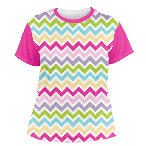 Custom Colorful Chevron Women's Crew T-Shirt - Medium