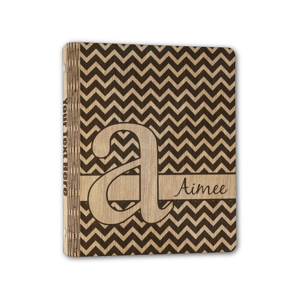 Custom Colorful Chevron Wood 3-Ring Binder - 1" Half-Letter Size (Personalized)