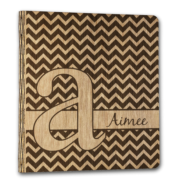Custom Colorful Chevron Wood 3-Ring Binder - 1" Letter Size (Personalized)