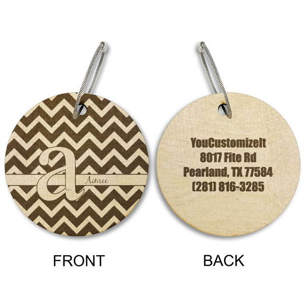 Colorful Chevron Wood Luggage Tags - Round - Approval