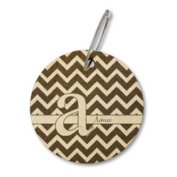 Colorful Chevron Wood Luggage Tag - Round (Personalized)