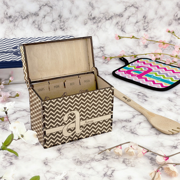 Colorful Chevron Wood Recipe Boxes - Lifestyle