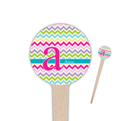 Colorful Chevron 4" Round Wooden Food Picks - Double Sided (Personalized)