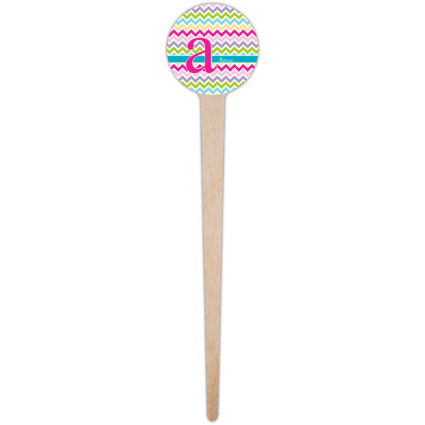 Colorful Chevron Wooden 4" Food Pick - Round - Single Pick