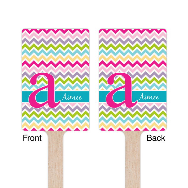 Colorful Chevron Wooden 6.25" Stir Stick - Rectangular - Double Sided - Front & Back