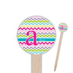 Colorful Chevron 6" Round Wooden Food Picks - Double Sided (Personalized)