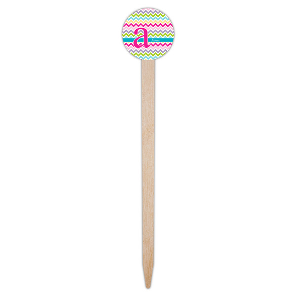Colorful Chevron Wooden 6" Food Pick - Round - Single Pick