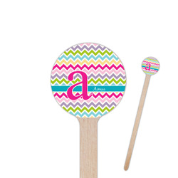 Colorful Chevron 6" Round Wooden Stir Sticks - Double Sided (Personalized)