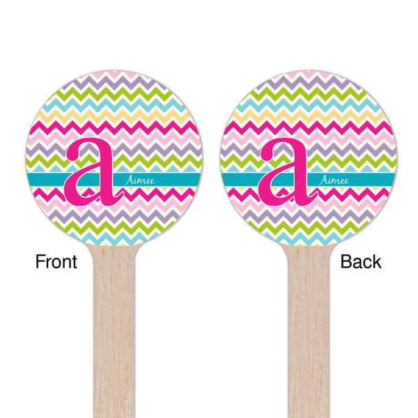 Colorful Chevron Wooden 6" Stir Stick - Round - Double Sided - Front & Back