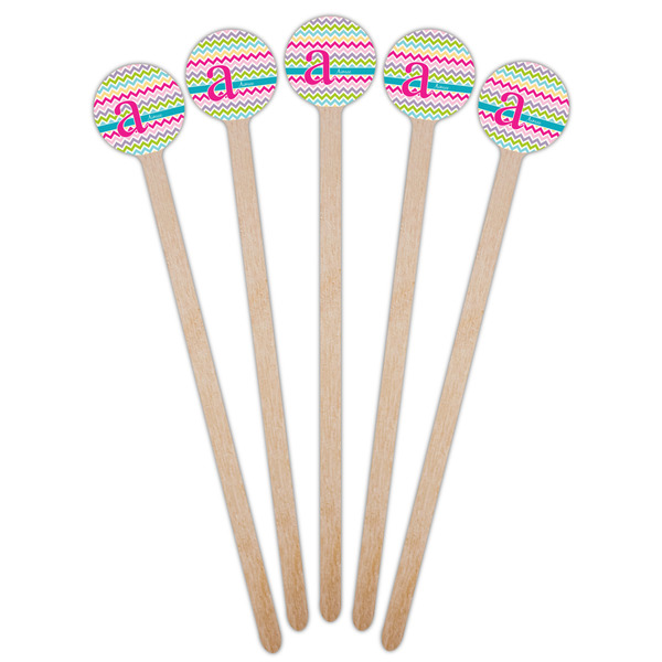 Colorful Chevron Wooden 7.5" Stir Stick - Round - Fan View