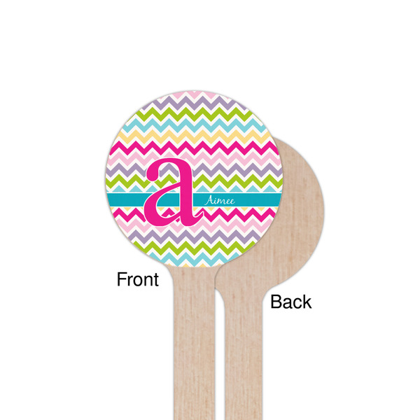 Colorful Chevron Wooden 7.5" Stir Stick - Round - Single Sided - Front & Back