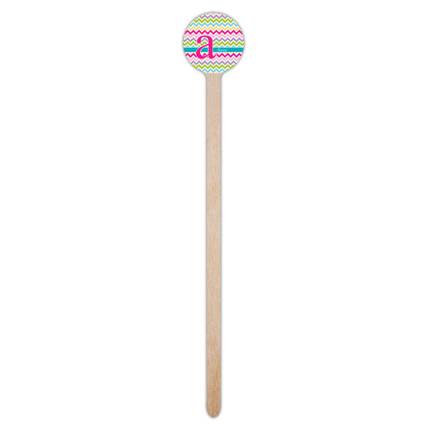 Colorful Chevron Wooden 7.5" Stir Stick - Round - Single Stick