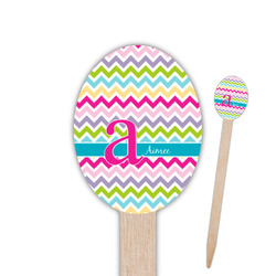 Colorful Chevron Oval Wooden Food Picks (Personalized)