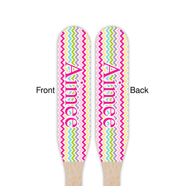 Colorful Chevron Wooden Food Pick - Paddle - Double Sided - Front & Back