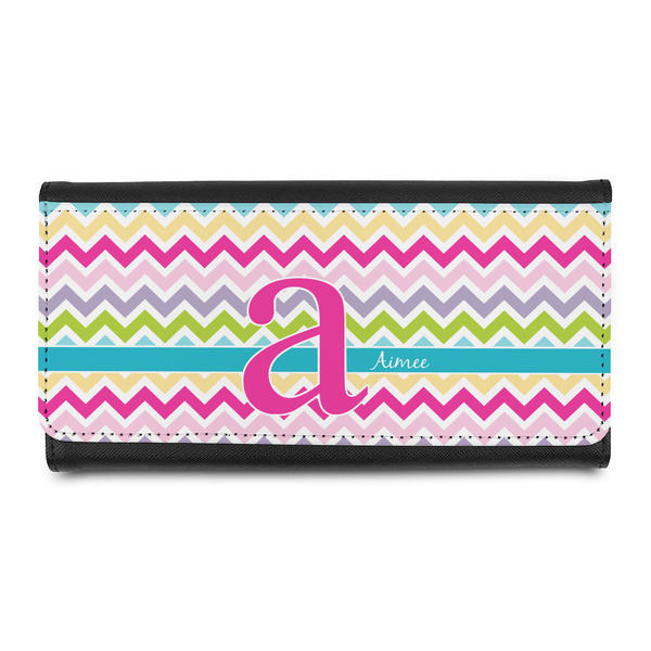 Custom Colorful Chevron Leatherette Ladies Wallet (Personalized)
