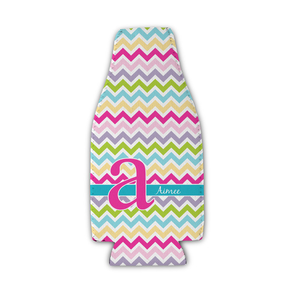 Custom Colorful Chevron Zipper Bottle Cooler (Personalized)