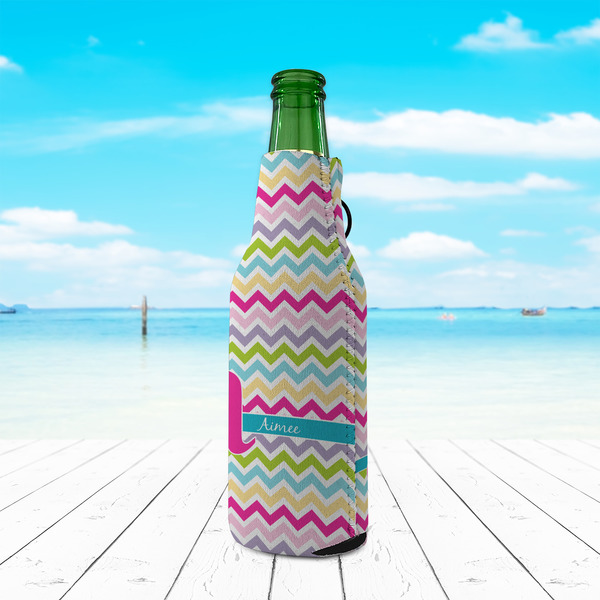 Colorful Chevron Zipper Bottle Cooler - LIFESTYLE