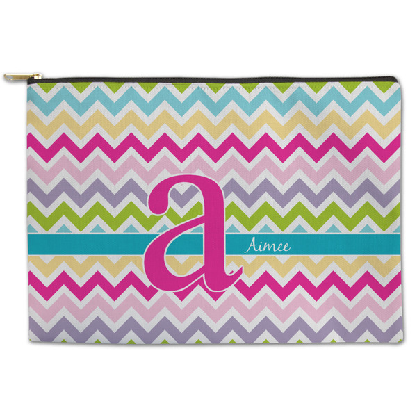Custom Colorful Chevron Zipper Pouch - Large - 12.5"x8.5" (Personalized)