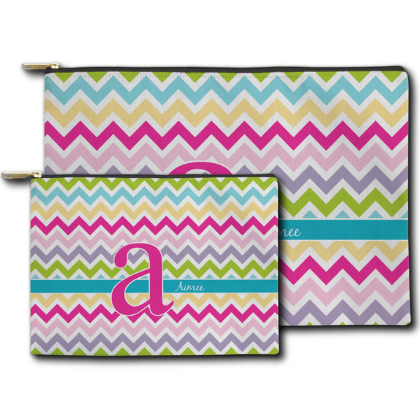 Colorful Chevron Zippered Pouches - Size Comparison