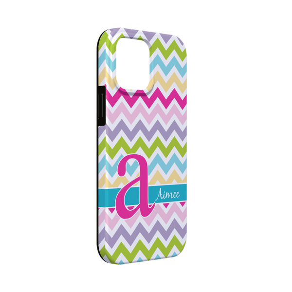 Custom Colorful Chevron iPhone Case - Rubber Lined - iPhone 13 Mini (Personalized)