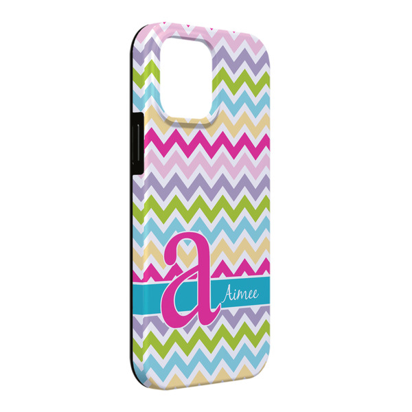 Custom Colorful Chevron iPhone Case - Rubber Lined - iPhone 13 Pro Max (Personalized)