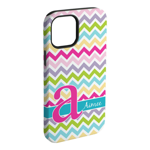Custom Colorful Chevron iPhone Case - Rubber Lined - iPhone 15 Pro Max (Personalized)