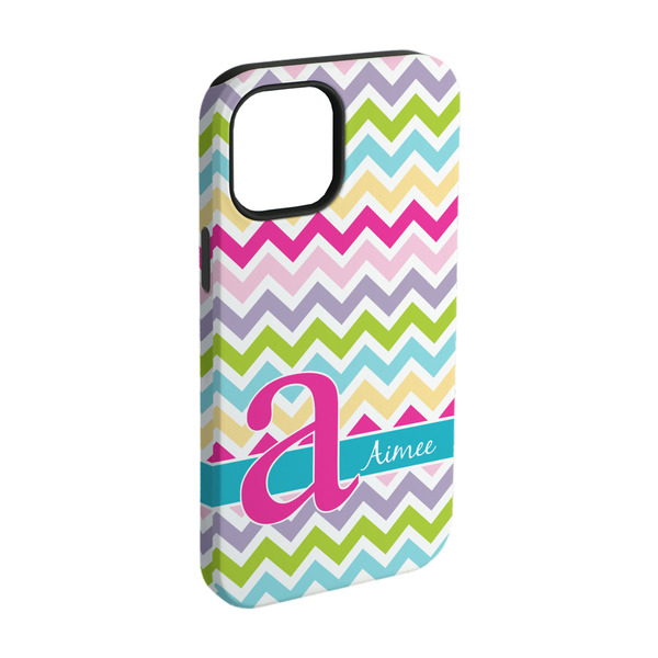 Custom Colorful Chevron iPhone Case - Rubber Lined - iPhone 15 Pro (Personalized)