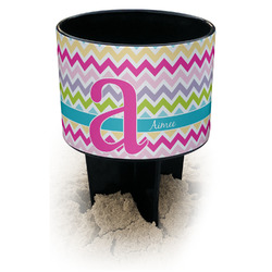 Colorful Chevron Black Beach Spiker Drink Holder (Personalized)