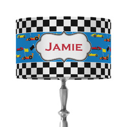 Checkers & Racecars 12" Drum Lamp Shade - Fabric (Personalized)