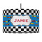 Checkers & Racecars 12" Drum Lampshade - PENDANT (Fabric)