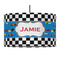 Checkers & Racecars 12" Drum Pendant Lamp - Fabric (Personalized)