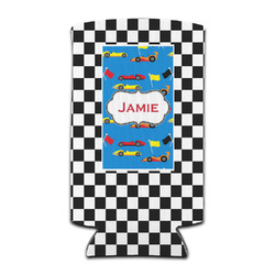 Checkers & Racecars Can Cooler (tall 12 oz) (Personalized)