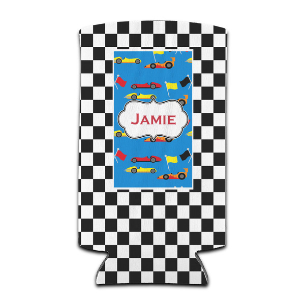 Custom Checkers & Racecars Can Cooler (tall 12 oz) (Personalized)