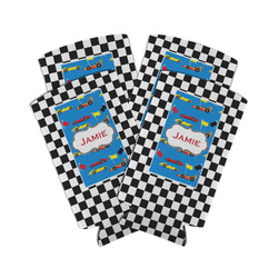 Checkers & Racecars Can Cooler (tall 12 oz) - Set of 4 (Personalized)