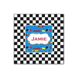 Checkers & Racecars Wood Print - 12x12 (Personalized)