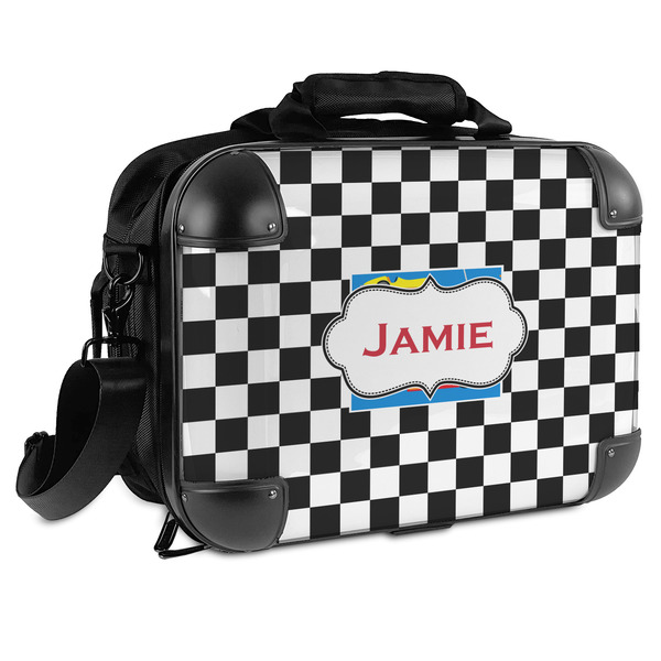 Custom Checkers & Racecars Hard Shell Briefcase - 15" (Personalized)